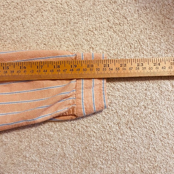 Ralph Lauren Mens Small Easter Orange Blue Striped Button Up Cotton Shirt - Picture 8 of 9